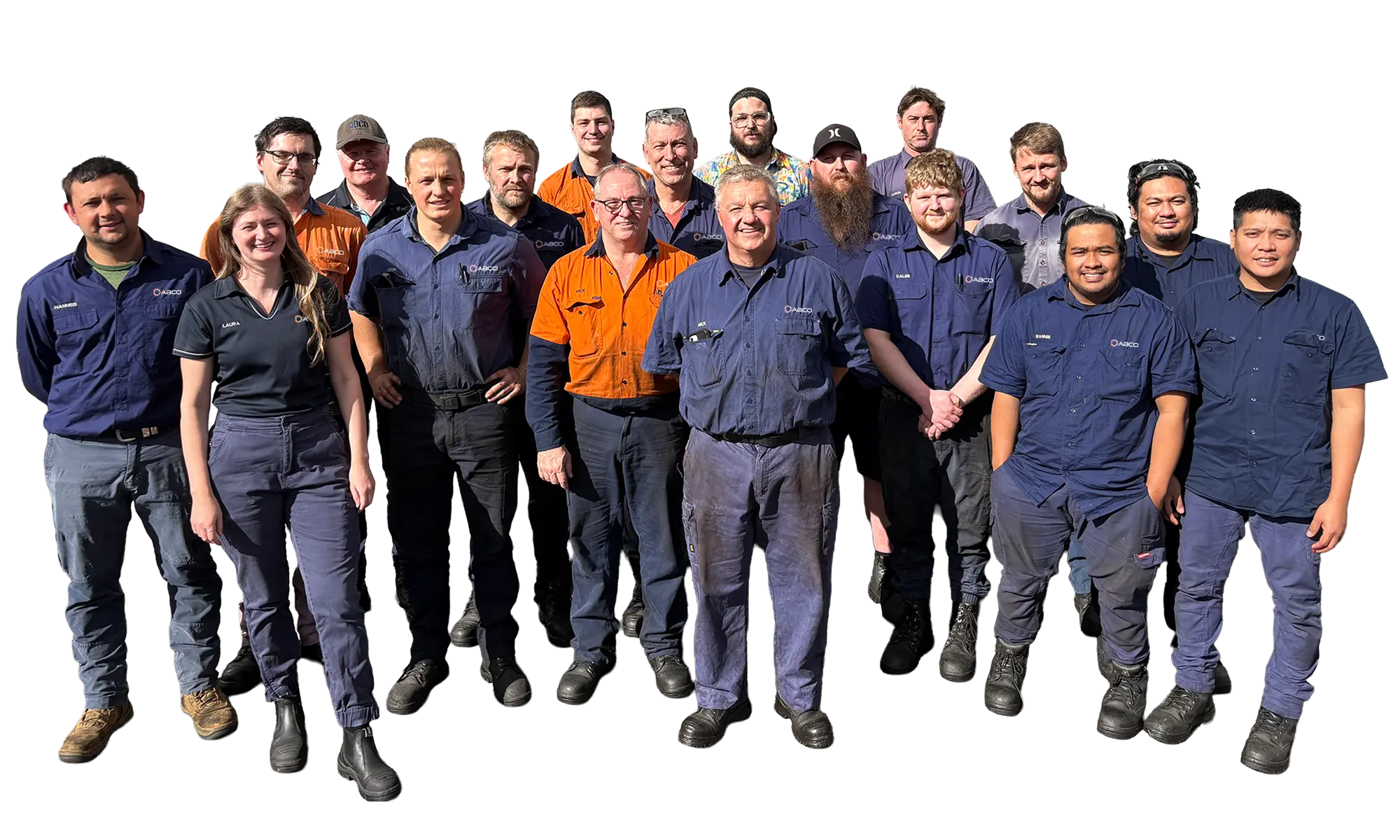 ABCO Precision Machining's employees group photo, all experienced and highly-skilled people on the industry